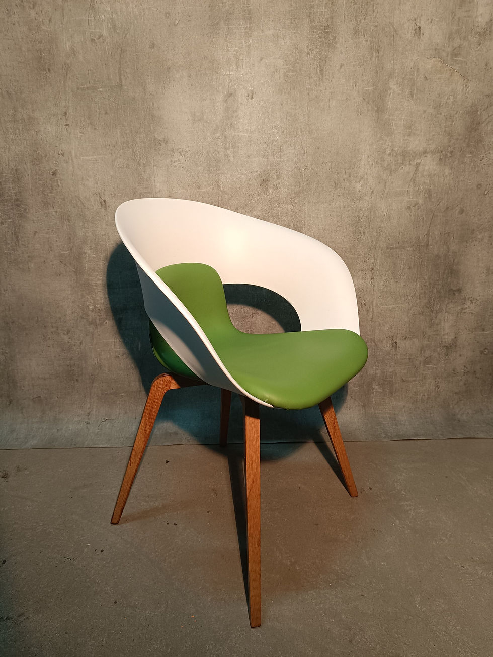 Krzesło kuchenne Deli Biały/Zielony drewniany stelaż