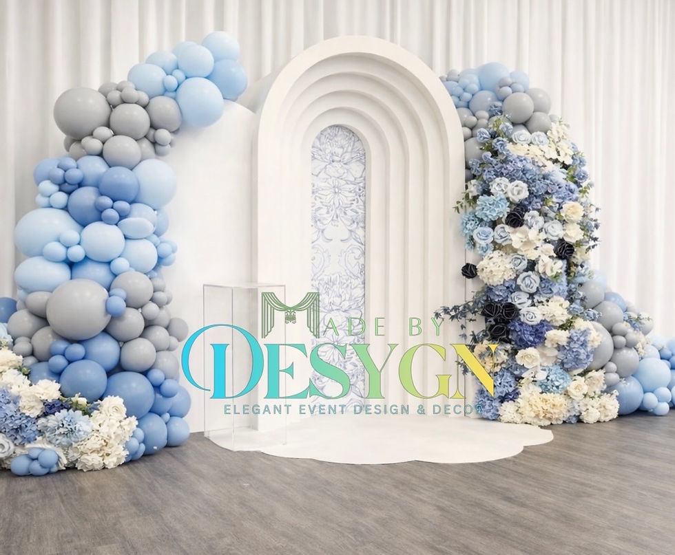 Thumbnail: Designer Backdrop #3  - Triple Designer Arches with Balloon Decor Backdrop