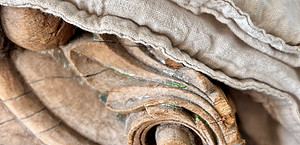 Linen napkins and wooden ornament