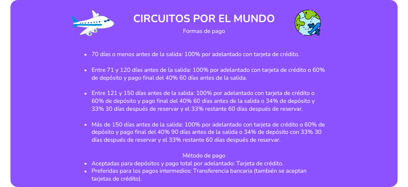 Pormoción forma de pago viajes tours internacionales