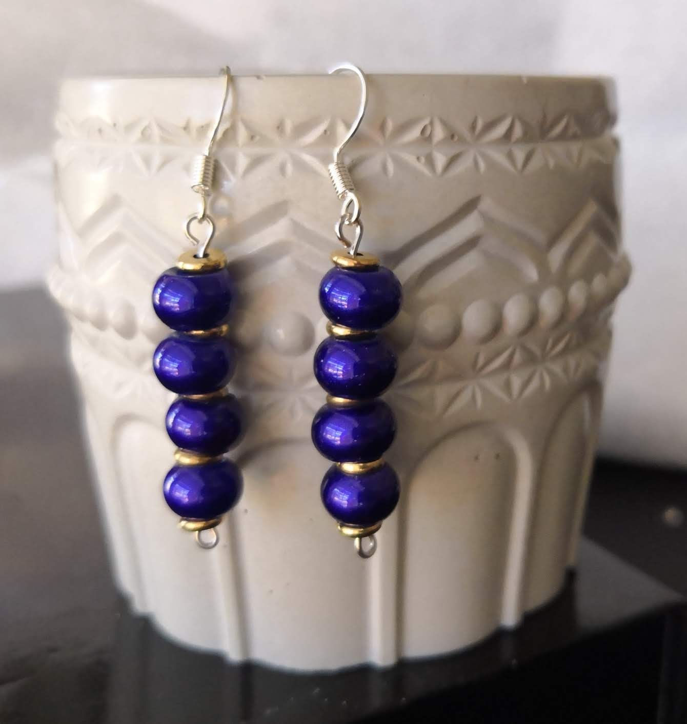 Blue beaded earrings