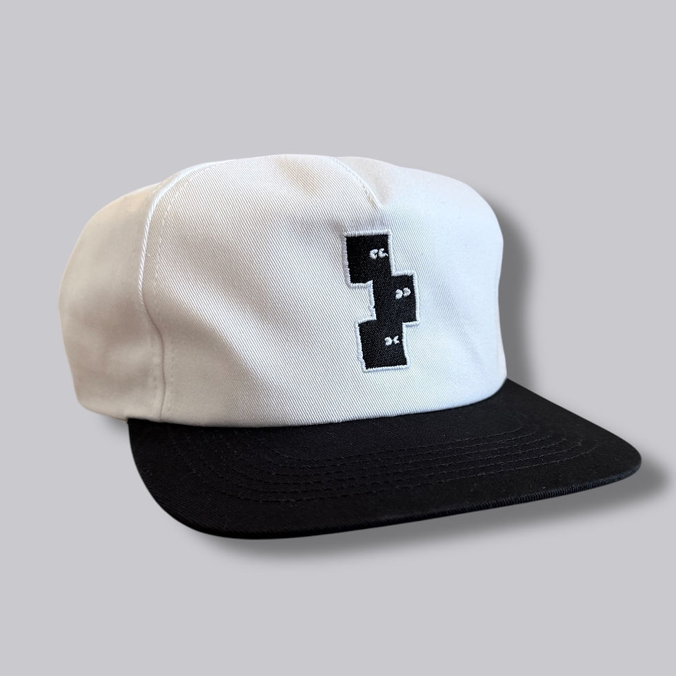 BLACK AND WHITE UNSTRUCTURED 5 PANEL HAT