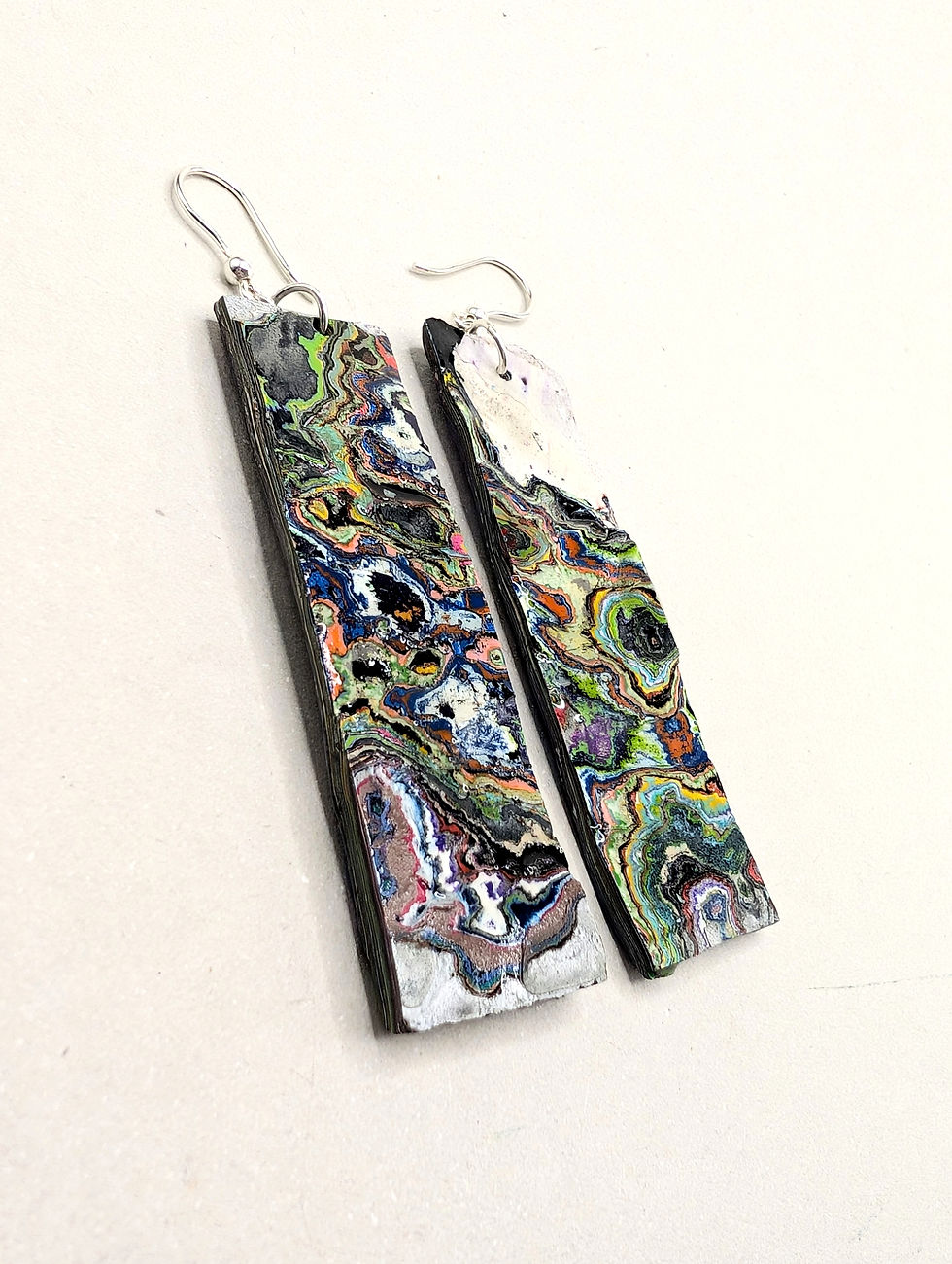 Thumbnail: Graffiti Spray Paint Earrings / Gold or Silver Ear Hooks