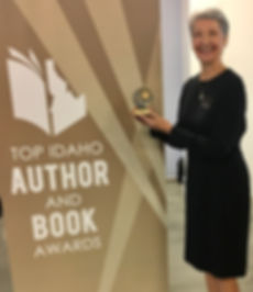 Author, Laurie Buchanan, receiving Top Idaho Author and Book Award