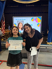 Student receiving award