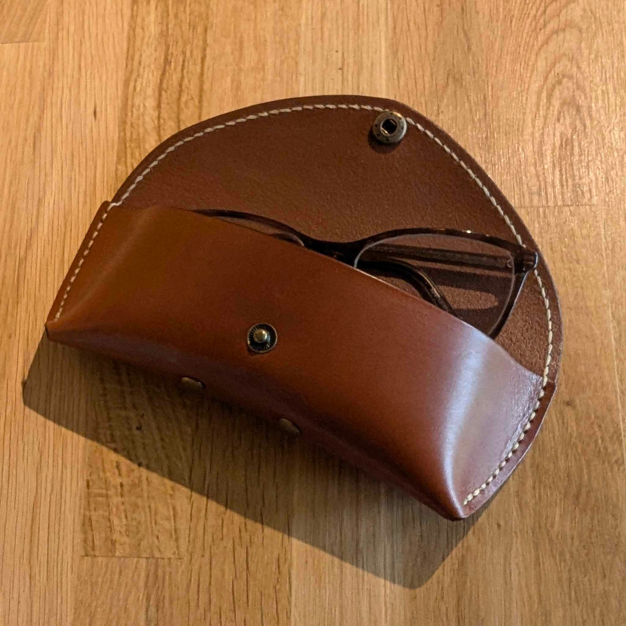 Small Leather Glasses Case. Small spectacle wallet hand made from real leather