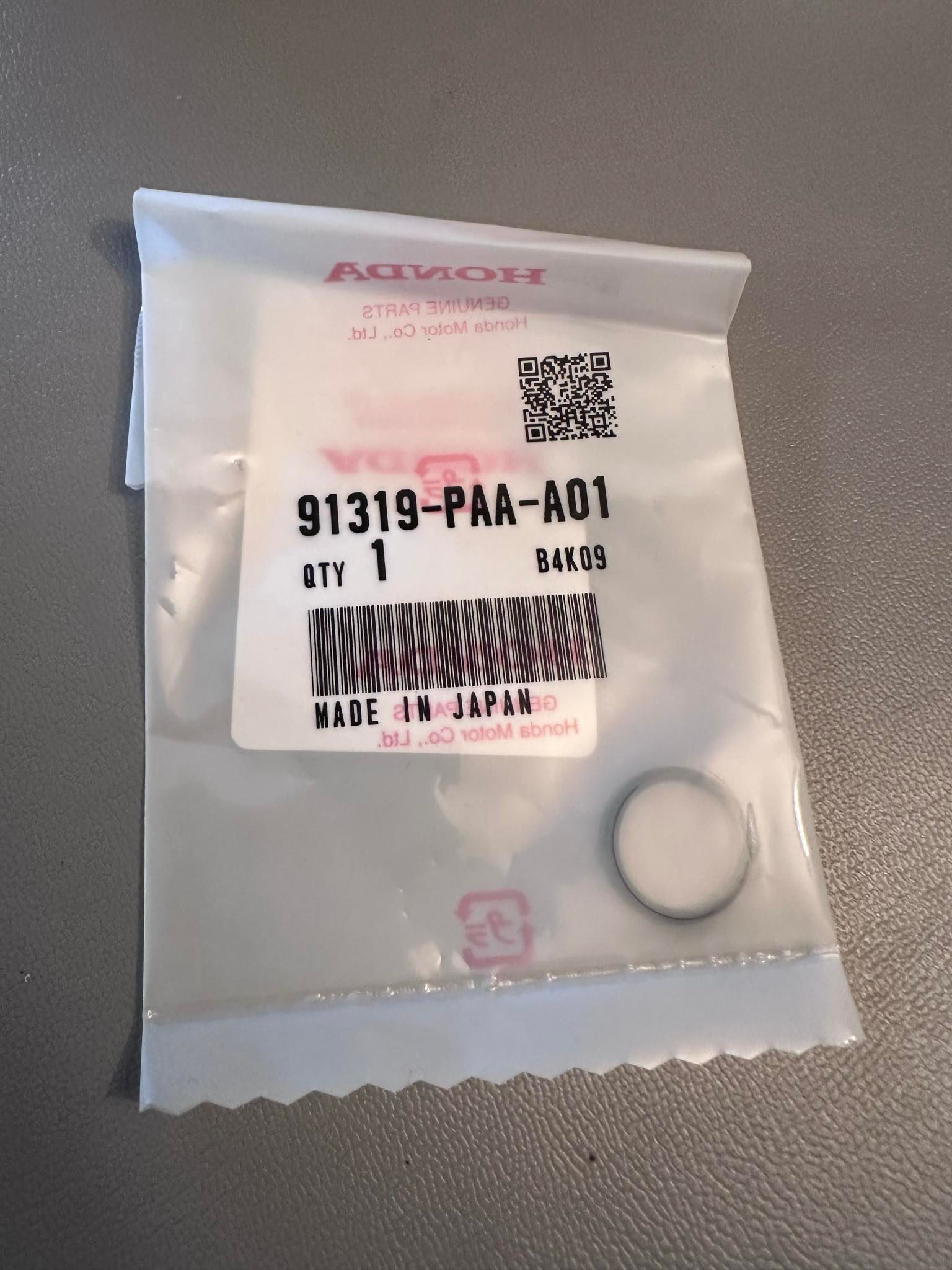 Genuine Honda O-Ring. 91319-PAA-A01