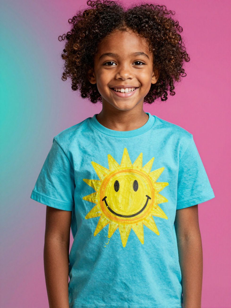 Colorful kids fashion ecommerce homepage with large hero of smiling child