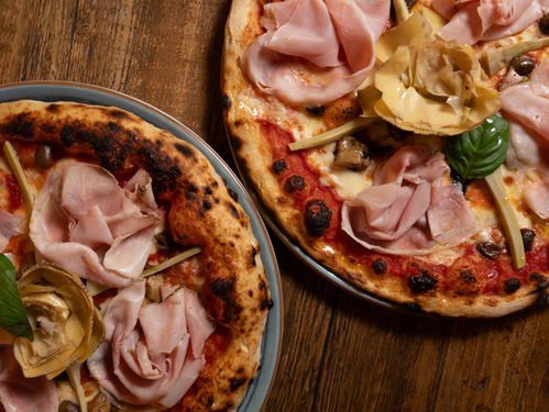 Pizza, Italia, mozzarella, pomodoro, carciofo, prosciutto cotto