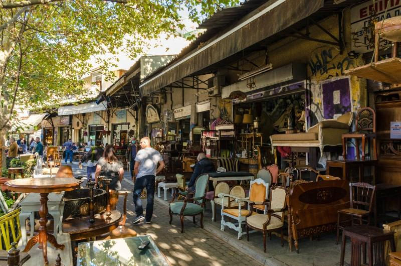 Antique market at Avissinias Square in Athens