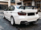 BMW 3 Series F30 GT style rear wing spoiler in gloss black, rear view installed on trunk