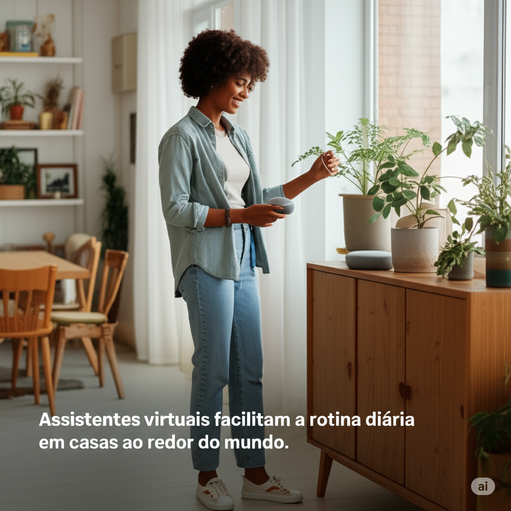 "Assistentes virtuais trazendo praticidade e conectividade para o dia a dia das pessoas."
