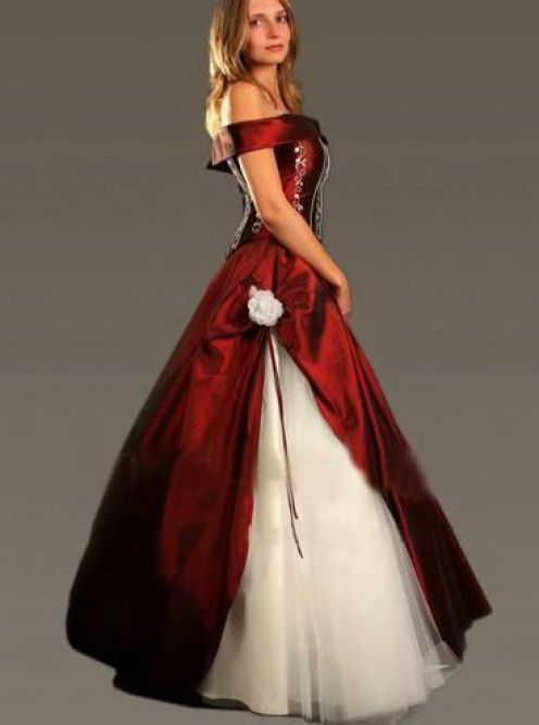blood red wedding dress