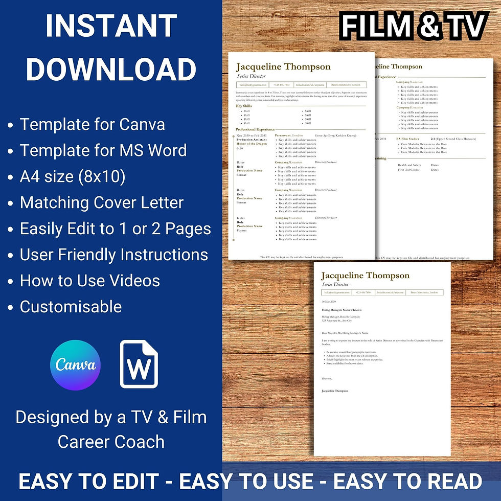 Professional Garamond Media CV and Matching Cover Letter Templates