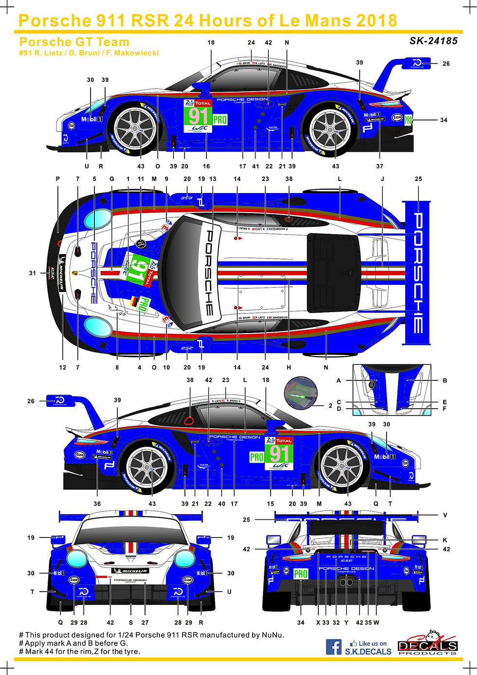Thumbnail: SK24185 Porsche 911 RSR Le Mans 2018 Porsche GT Team #91