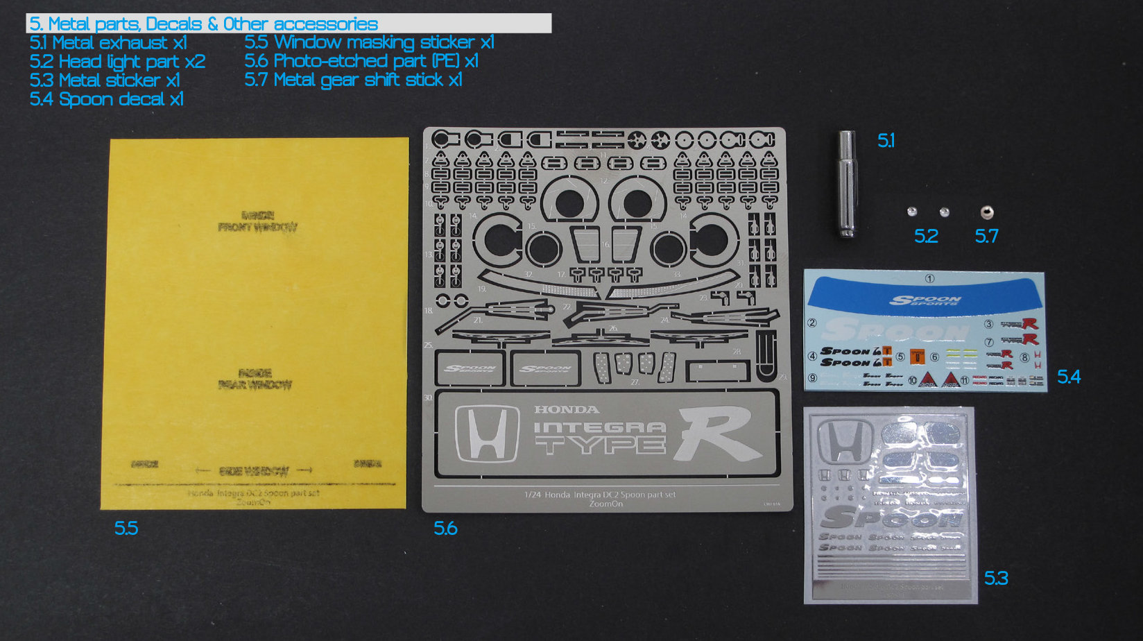 Z054 Honda Integra DC2 Spoon part set  zoomonmodel