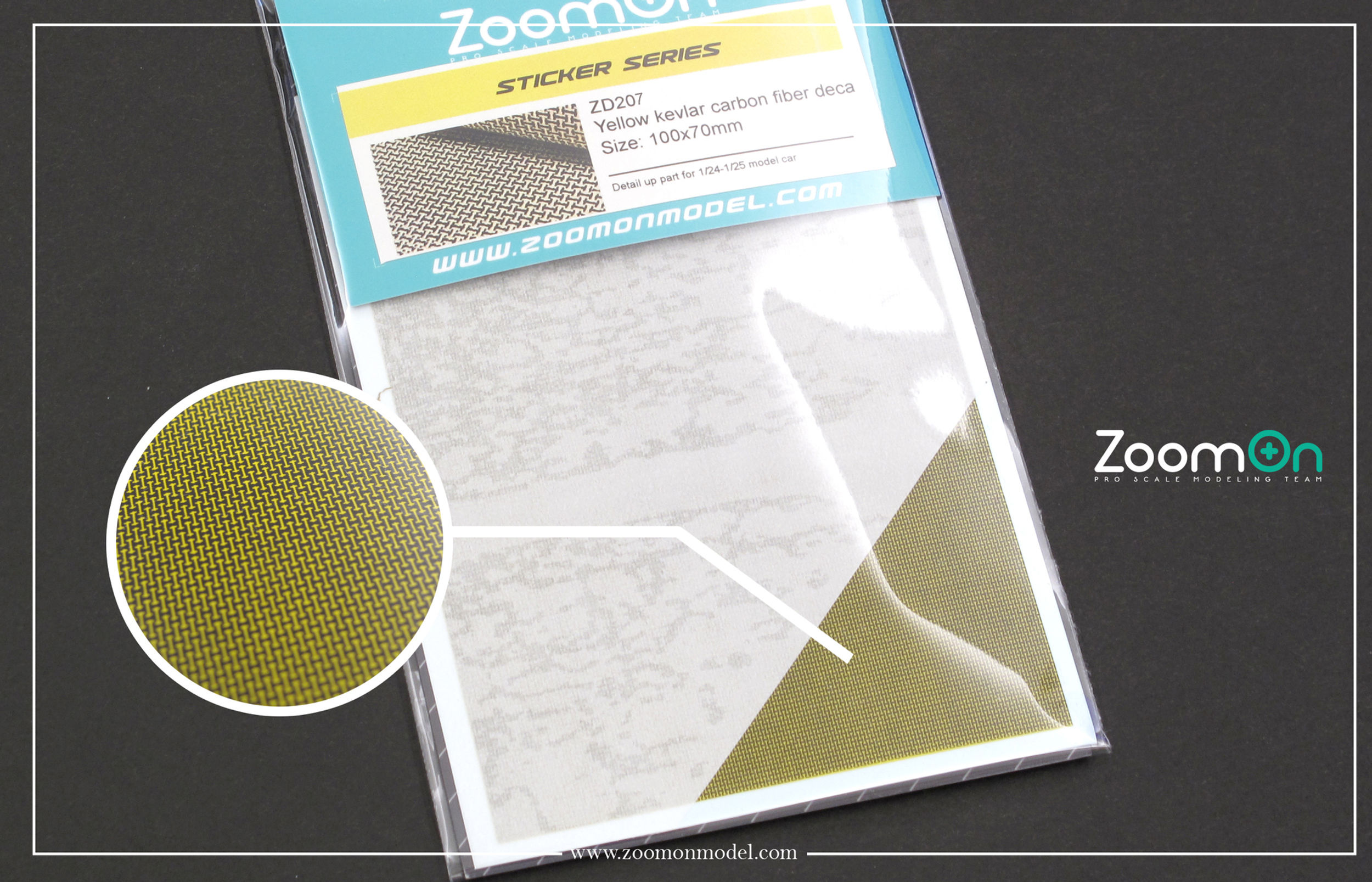 ZD207 Yellow kevlar carbon fiber decal