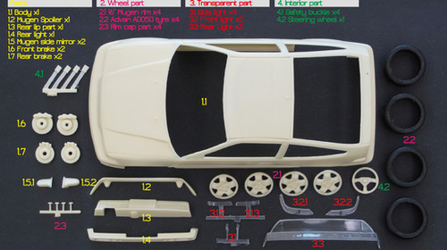Z157 Honda CRX (EF8) Mugen part set | zoomonmodel