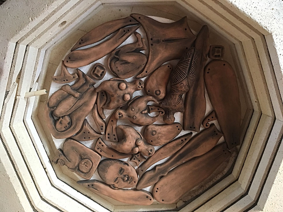 selection of ceramics in a kiln