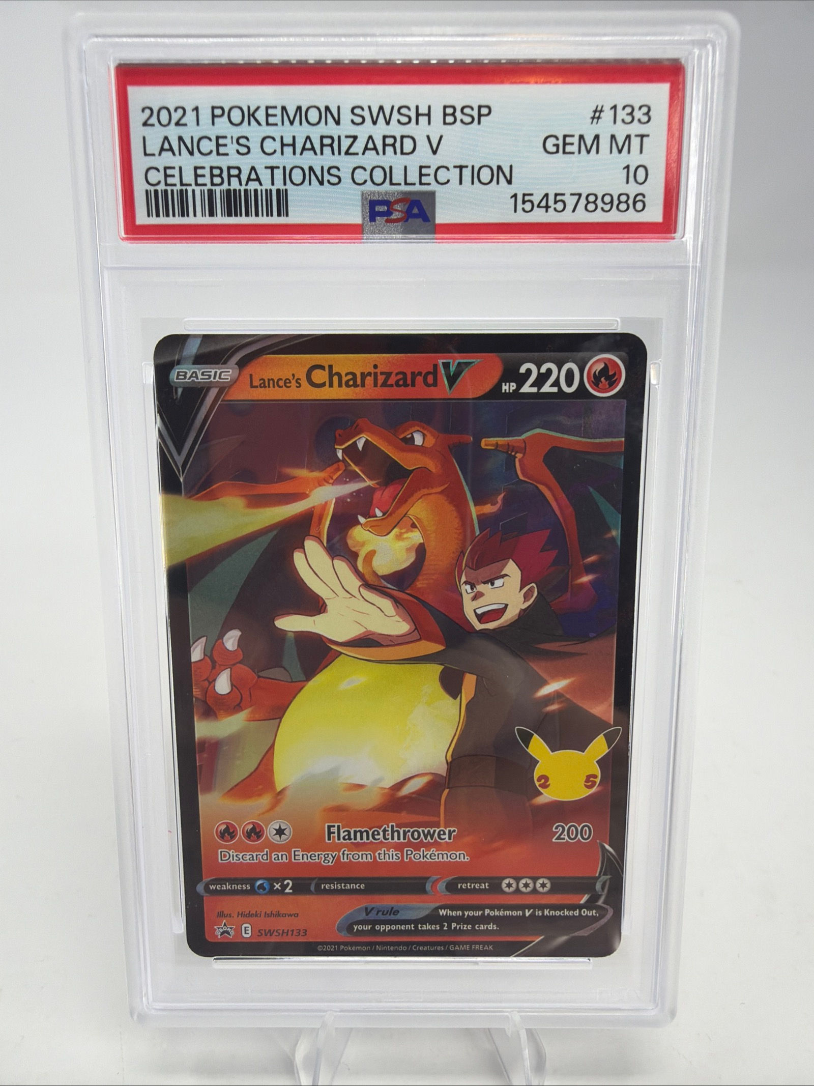 2021 Pokémon SWSH Black Star Promo Lance's Charizard V SWSH133 PSA Gem Mint 10