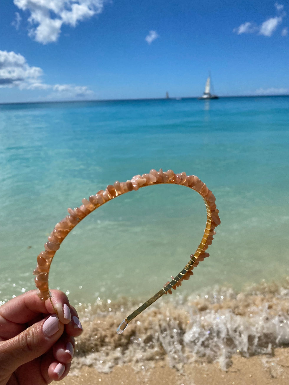 Thumbnail: Pink Moonstone Crystal Headband