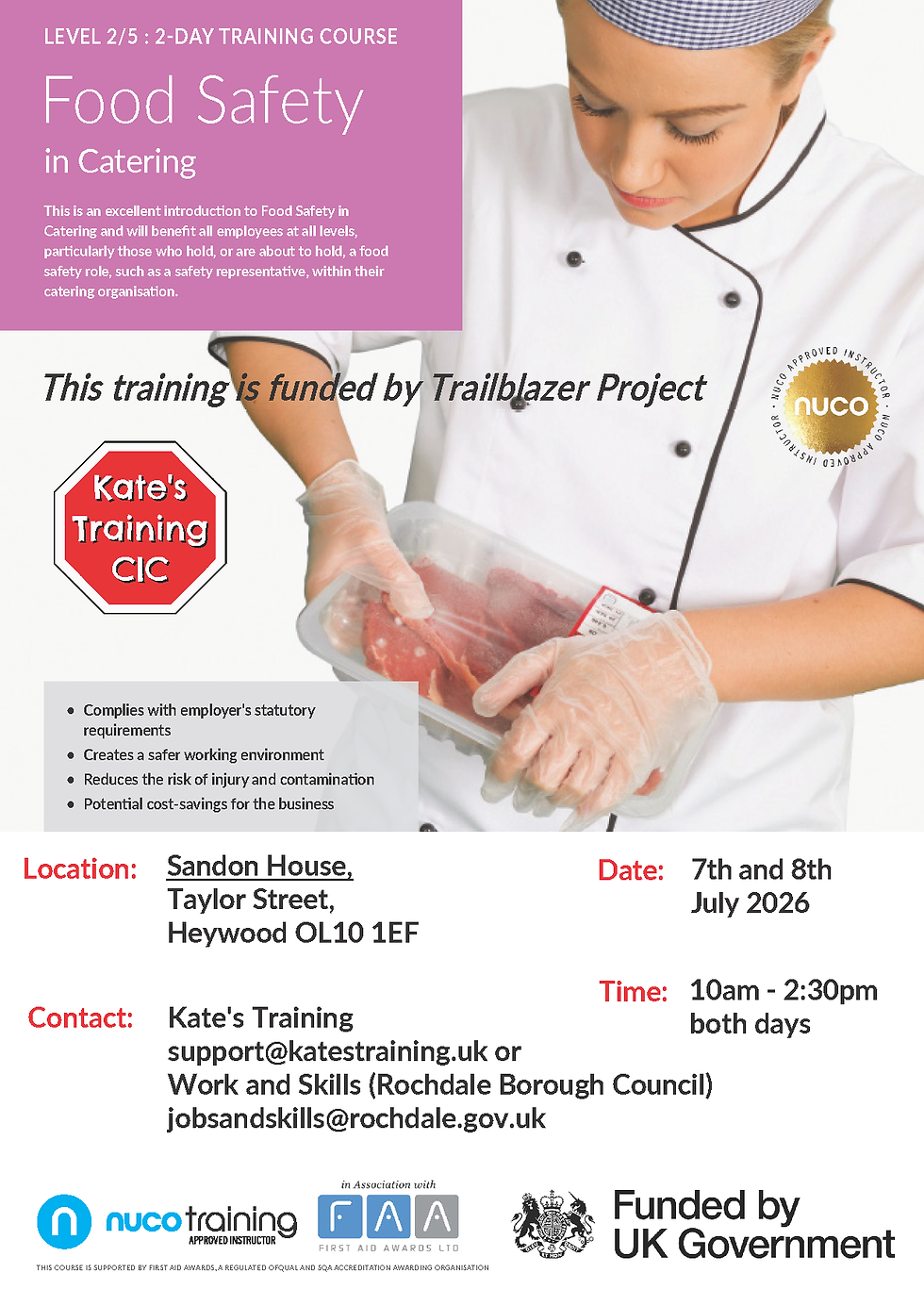 Food Safety in Catering Level 2 at Sandon House