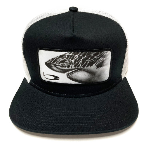 White Shark Patch Trucker Black/White | brianbucklesartwork