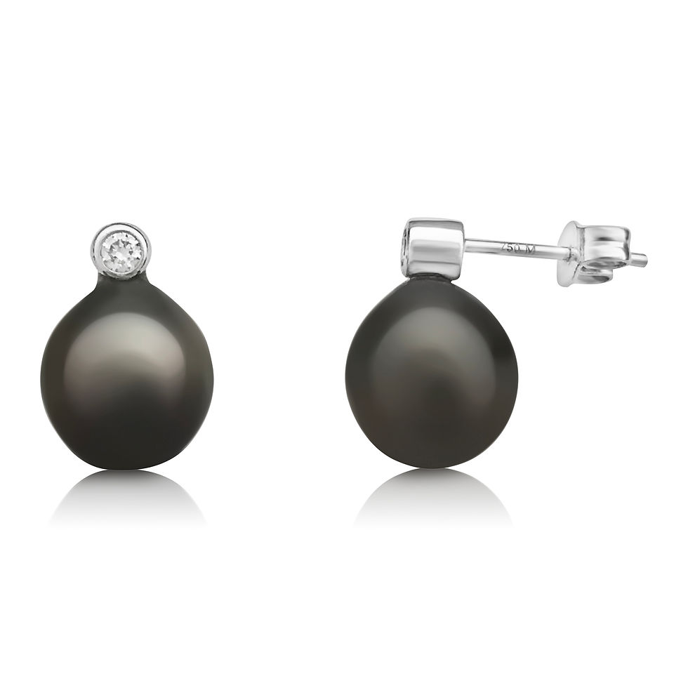 TAHITI AND DIAMOND STUD EARRINGS