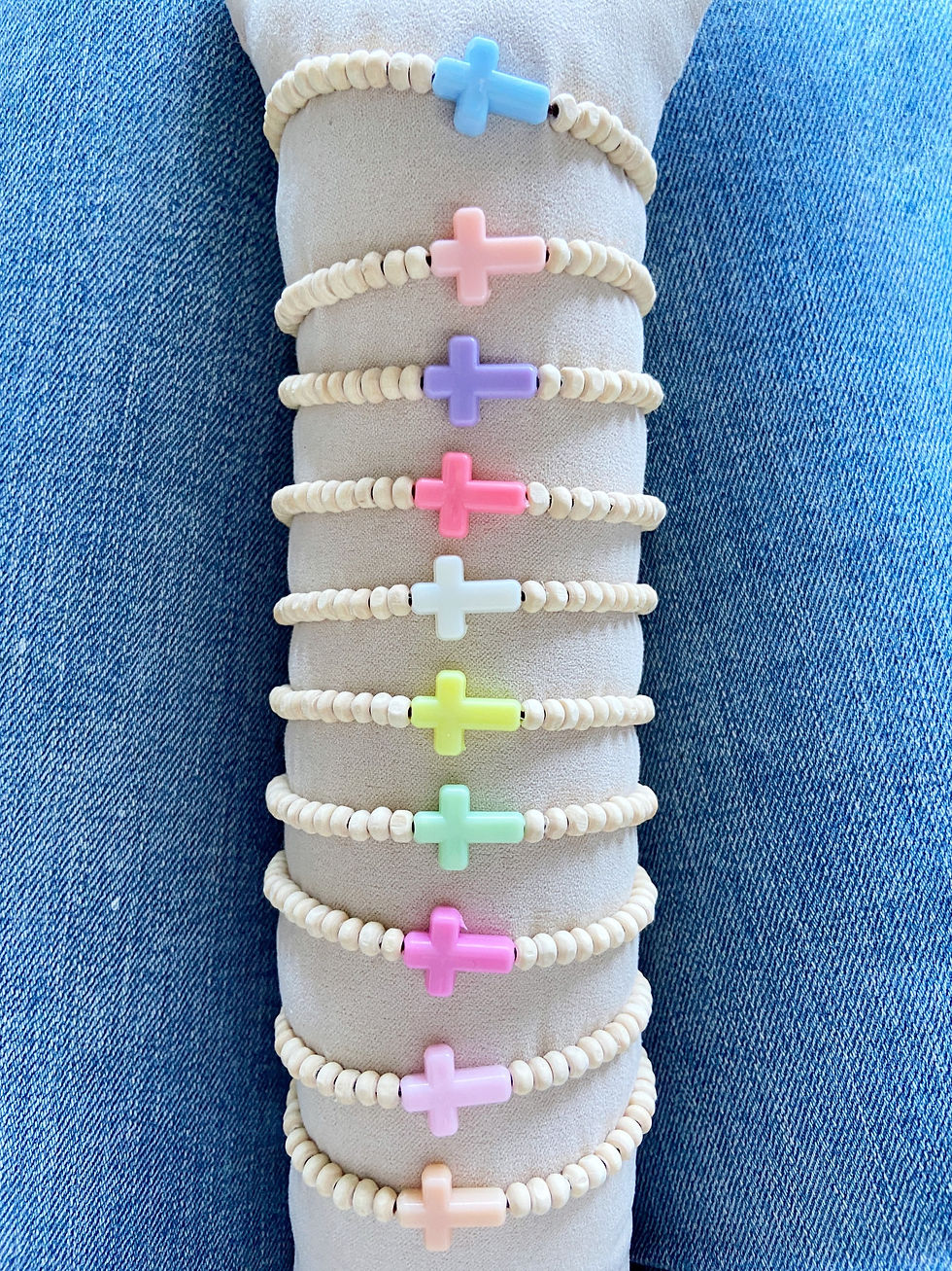 Miniatura: Pulsera Cruz Pastel y Madera