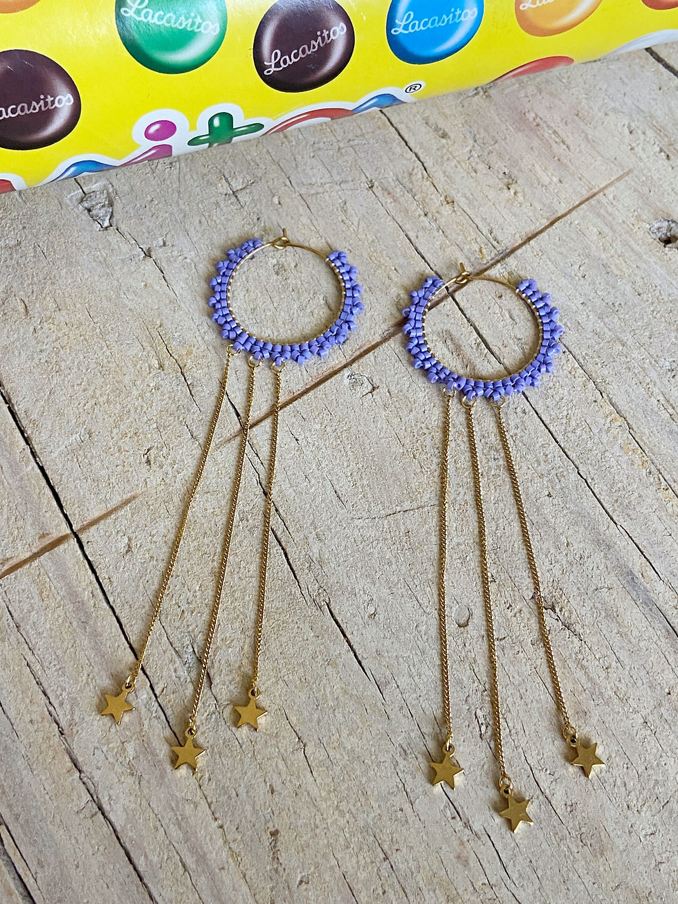 Miniatura: Aros Miyuki Flecos Estrellas