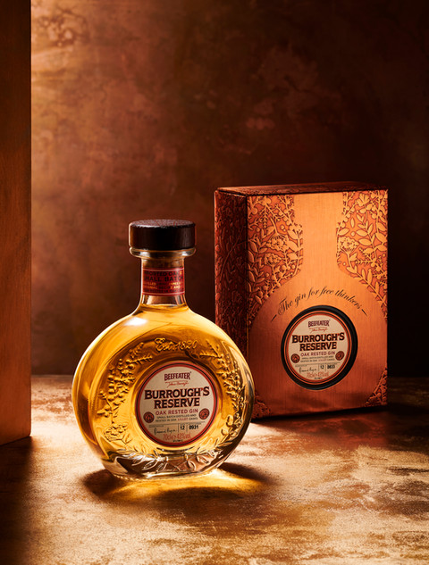 beefeater gin on a rustic bronze background for Waitrose drinks By Ian Oliver Walsh Still Life Photographer London