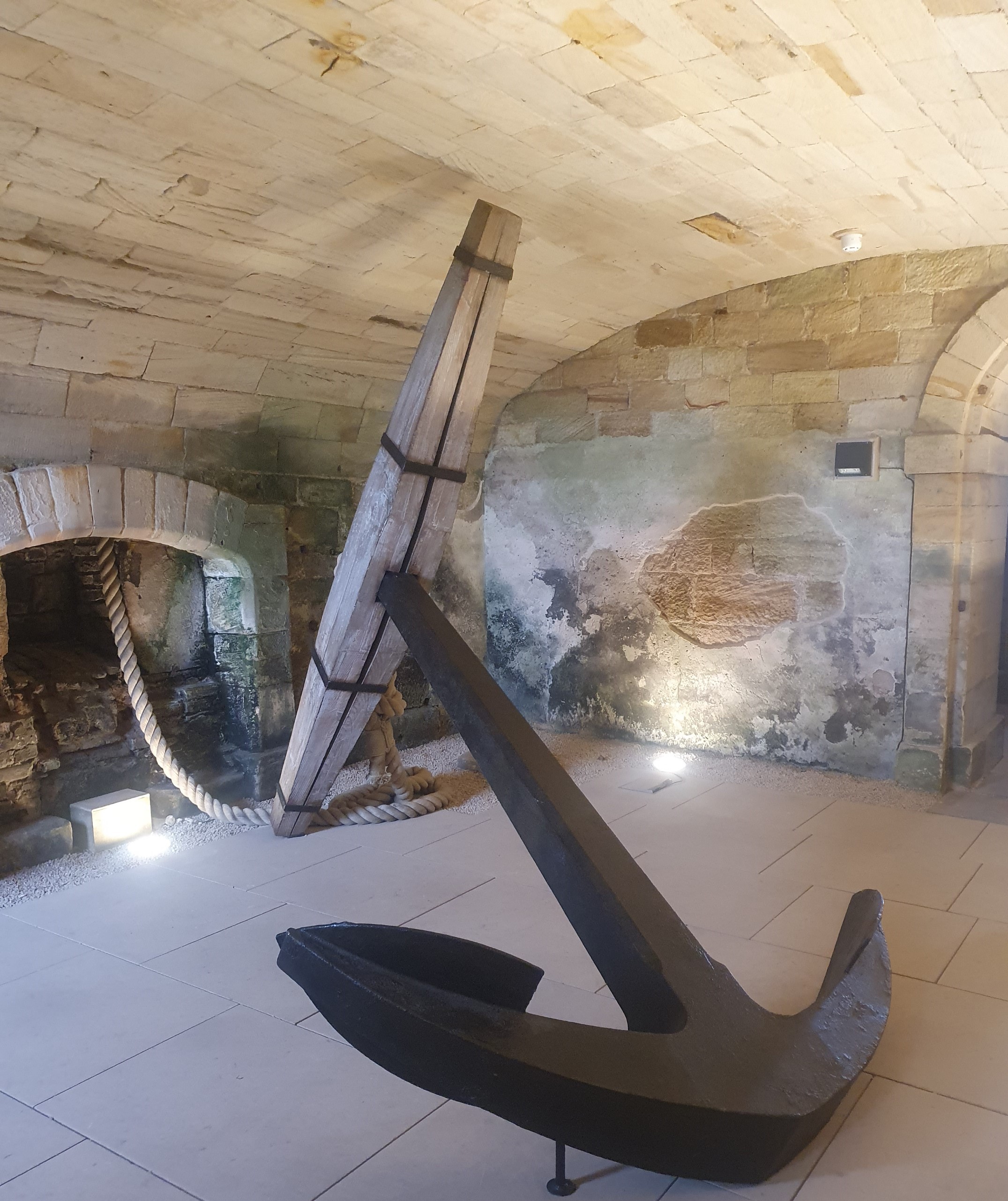 Mosedale Gillatt Architects Ltd — A giant oversized anchor sitting within the basement of the Central Hall at Seaton Delaval Hall