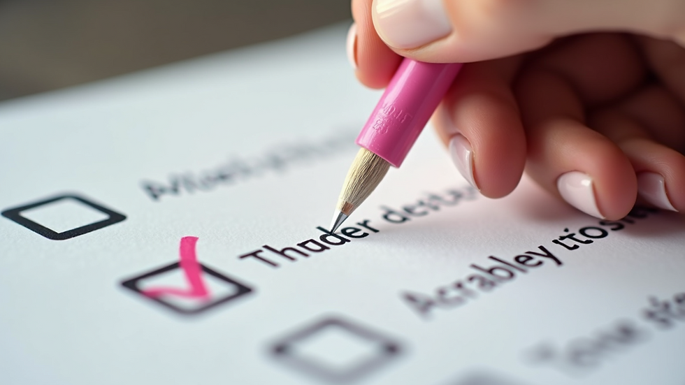 Close-up view of a checklist for beauty training steps