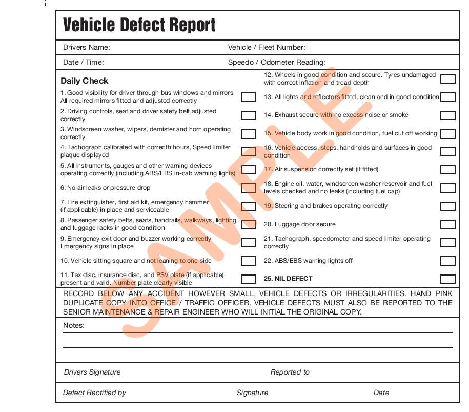 Thumbnail: TACHPRO IRISH BUS AND PSV DAILY CHECK AND DEFECT BOOK 100214