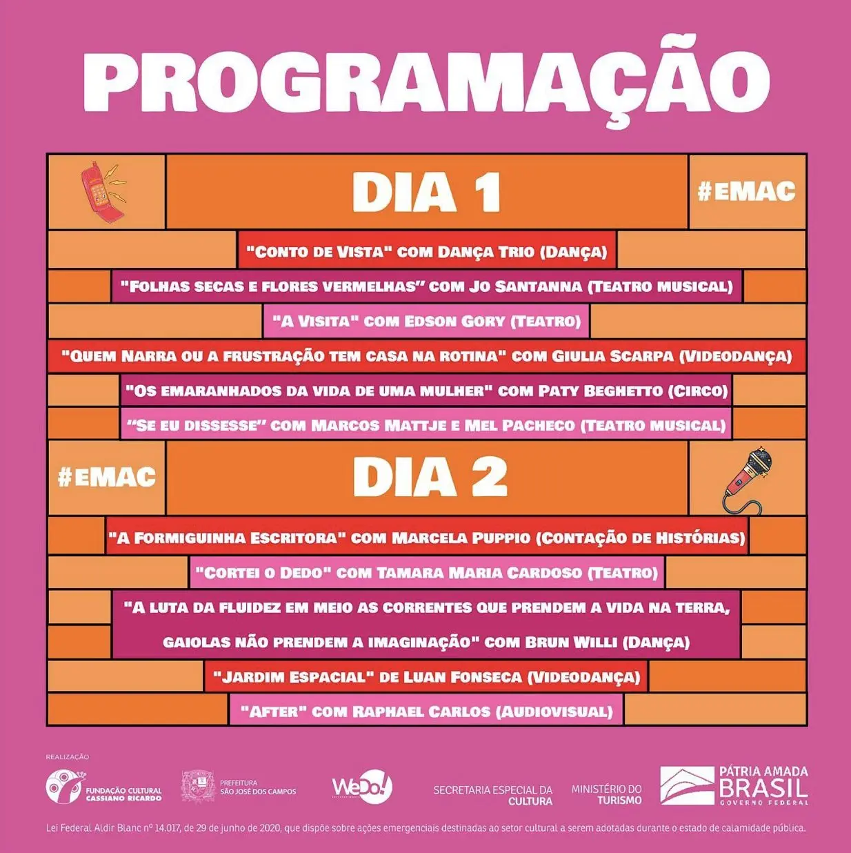 Programação da I Mostra de Curtas e Artes