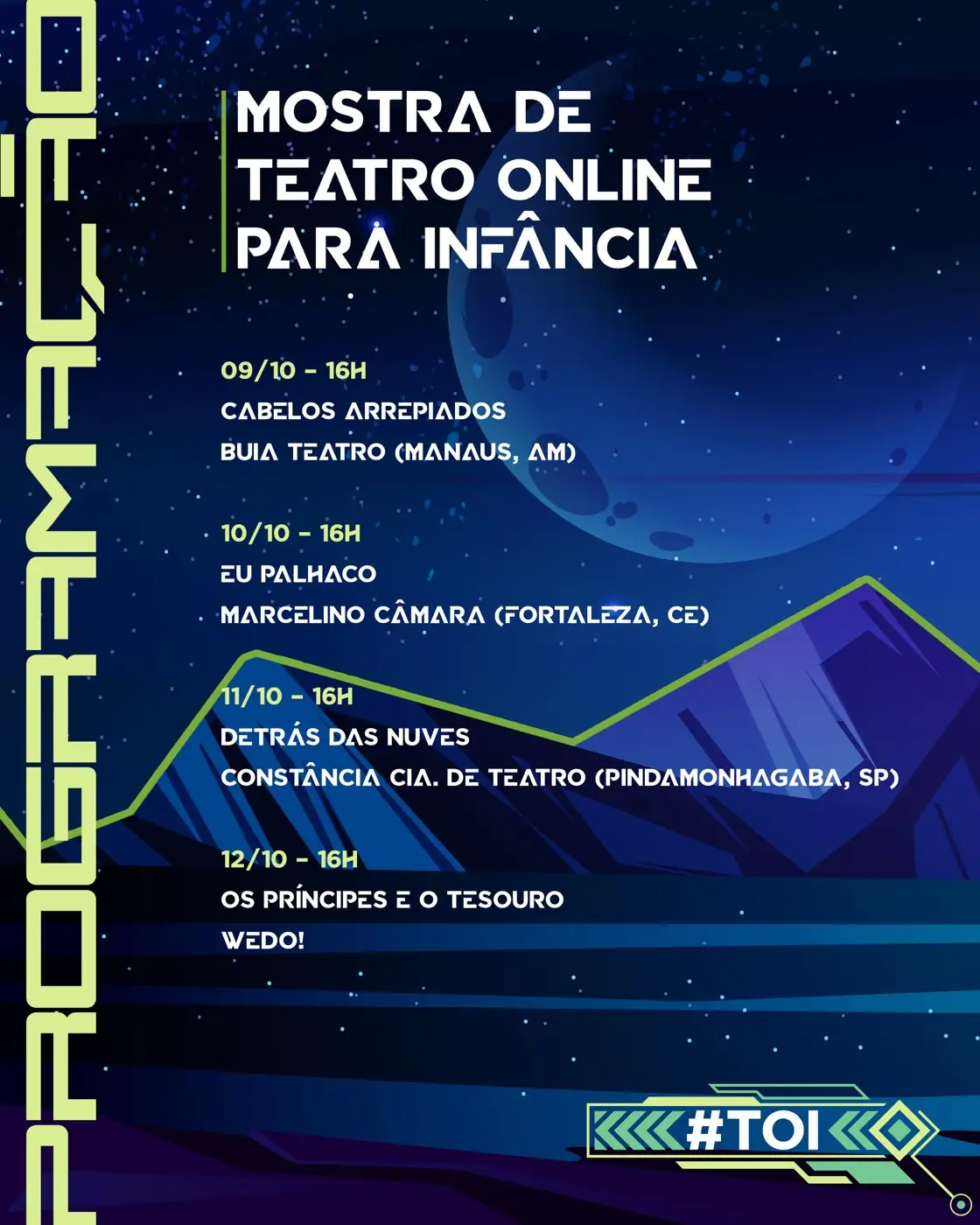 Programação da Mostra de Teatro Online para Infância