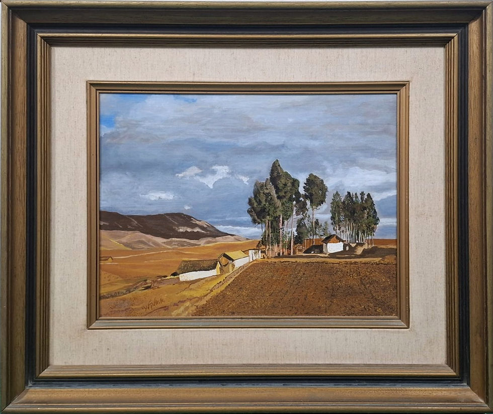 Original Oil on Canvas Board Painting Rural Landscape Signed Aharon Alkalay 1990 | Gallery Aviv