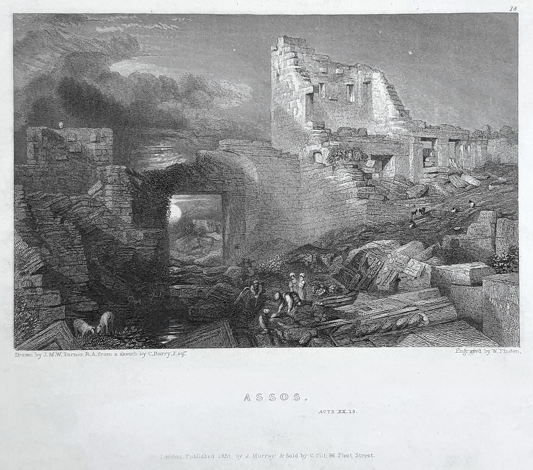J M W Turner Assos Western Gate Eighteen Thirty Four Antique Steel Engraving Finden | Gallery Aviv