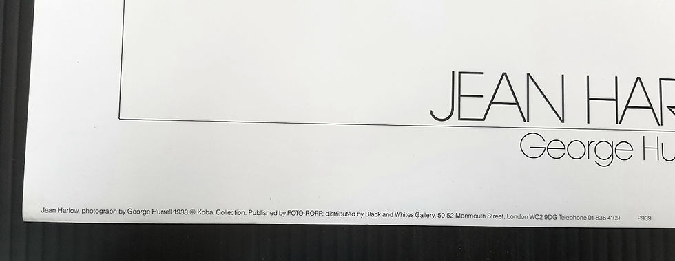 תמונה ממוזערת: ean Harlow George Hurrell Poster Bottom Margin Kobal Collection and Black and Whites Gallery London Credit Detail