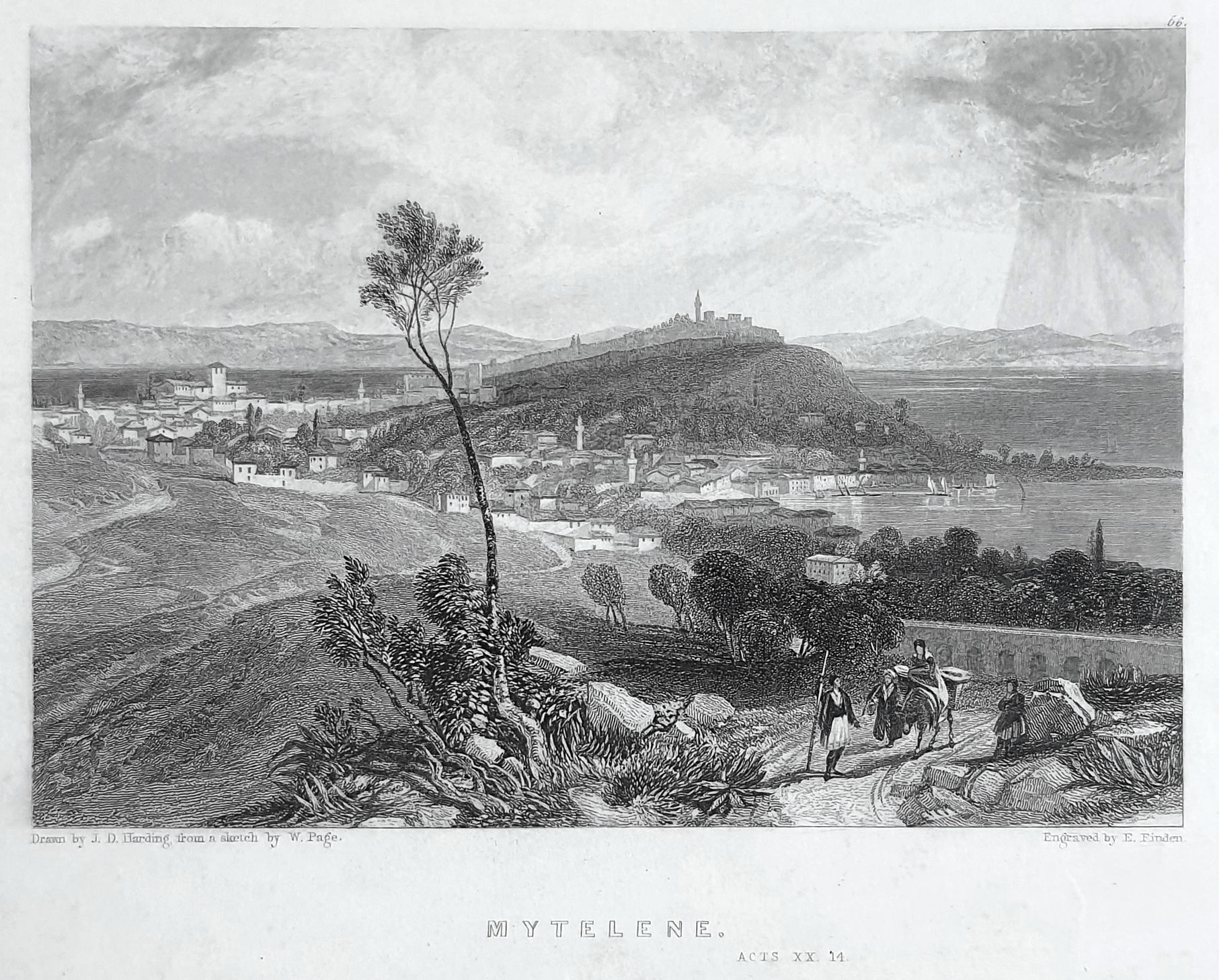 J D Harding Mytilene Eighteen Fifty Six Antique Steel Engraving Finden | Gallery Aviv