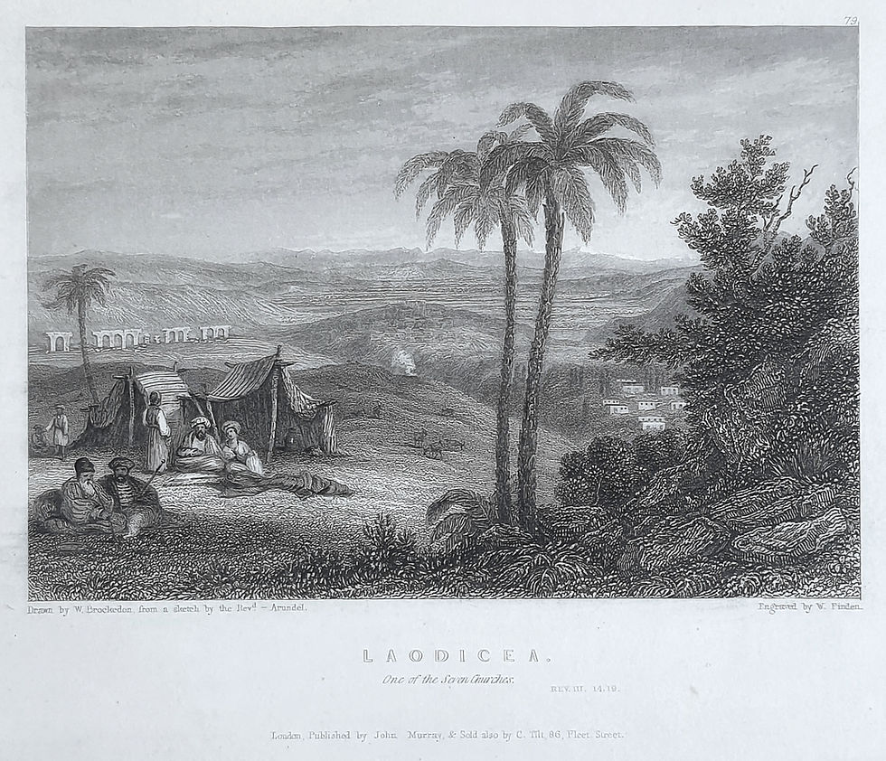 William Brockedon Laodicea One of the 7 Churches 1836 Antique Steel Engraving Finden | Gallery Aviv