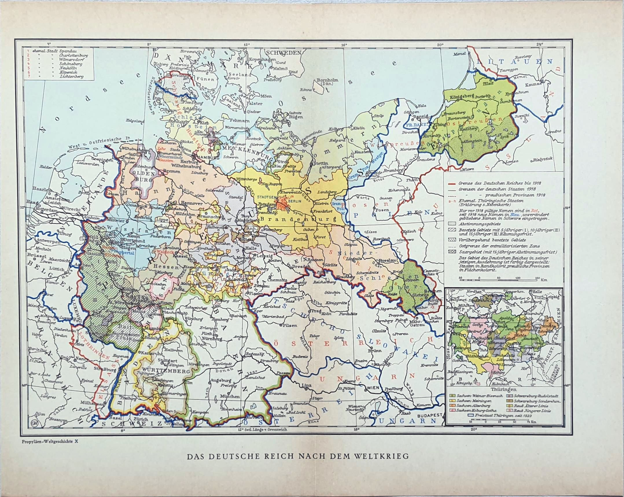 Vintage Map: Das Deutsche Reich nach dem Weltkrieg