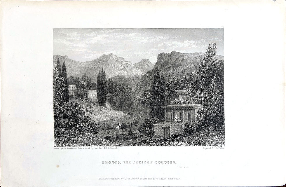 William Brockedon Khonos Ancient Colossae Eighteen Thirty Six Antique Steel Engraving Finden | Gallery Aviv