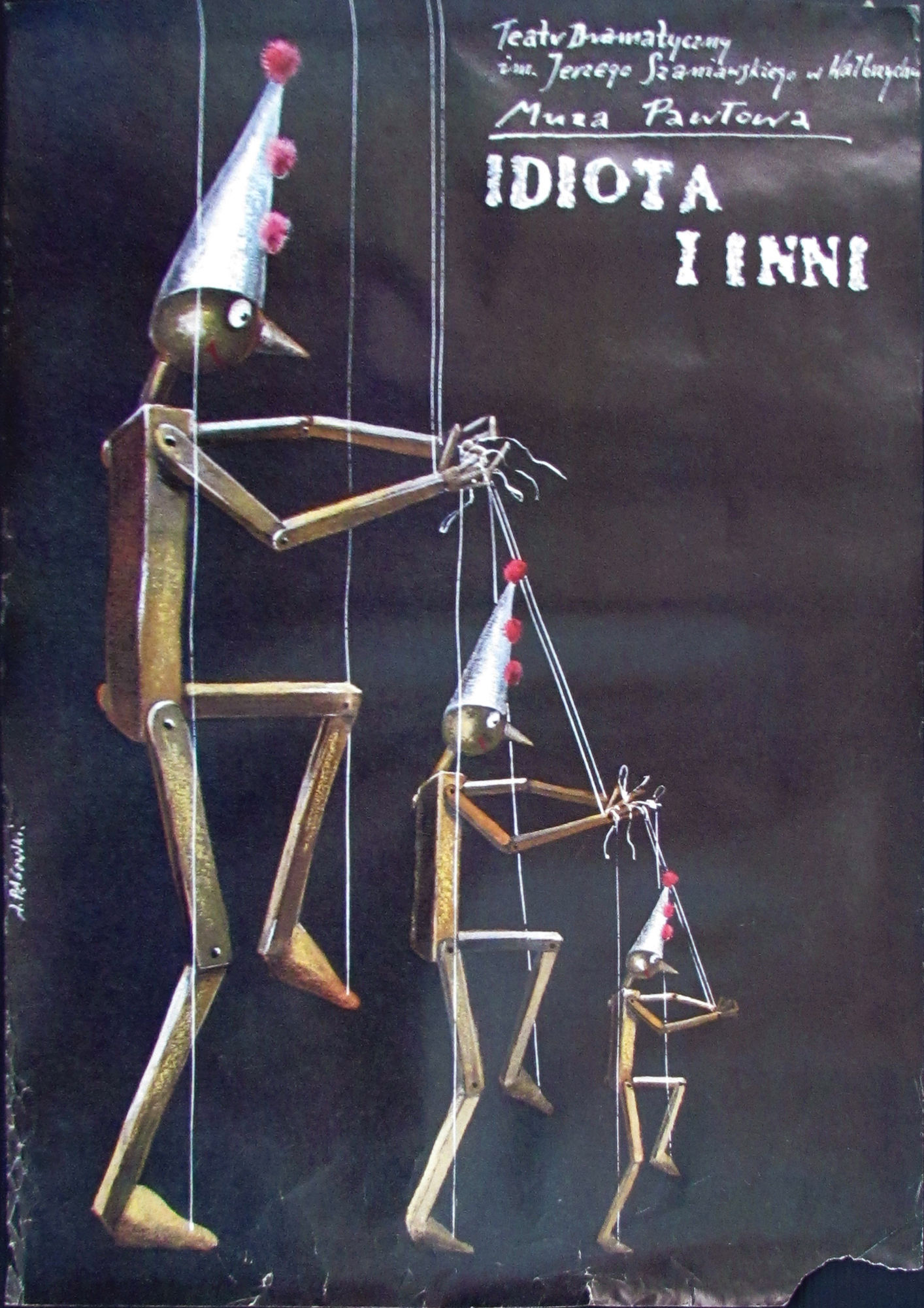 Pagowski Idiota Poster Muza Pawlowa Original 1988 Polish Theater Wooden Marionette Puppets Clowns Art | Gallery Aviv