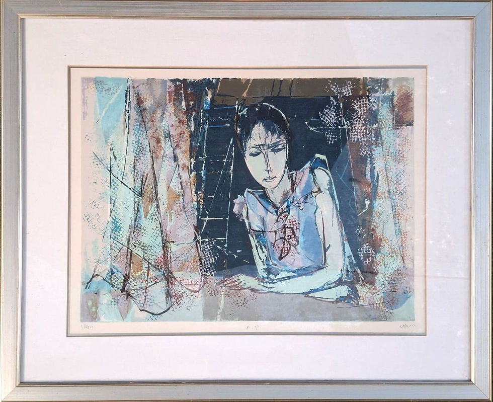 Ruth Schloss Window Signed Lithograph Framed Original Color Art Print