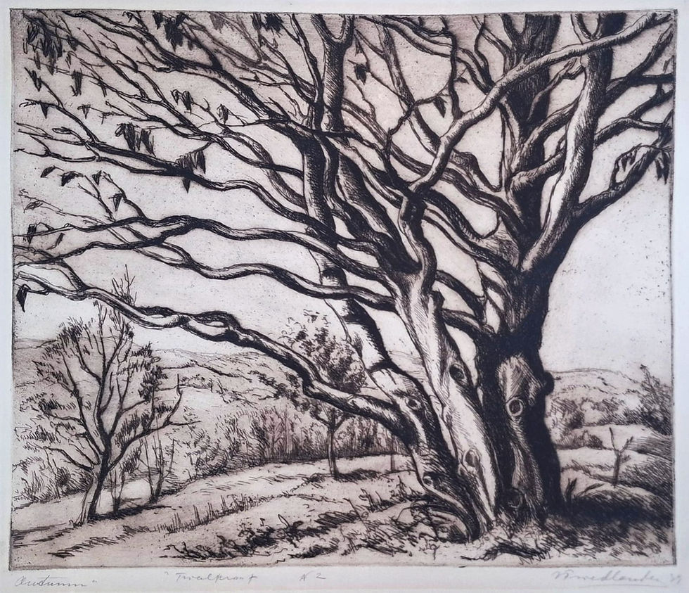 Friedlander Autumn Drypoint Print 1939 | Gallery Aviv