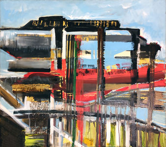 Rachel Shelach Original Abstract Acrylic Painting Urbanic City Energy | Gallery Aviv