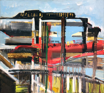 Rachel Shelach Original Abstract Acrylic Painting Urbanic City Energy | Gallery Aviv