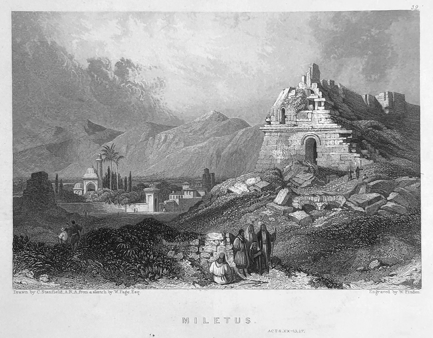 Clarkson Stanfield Miletus Eighteen Thirty Six Antique Steel Engraving Finden | Gallery Aviv