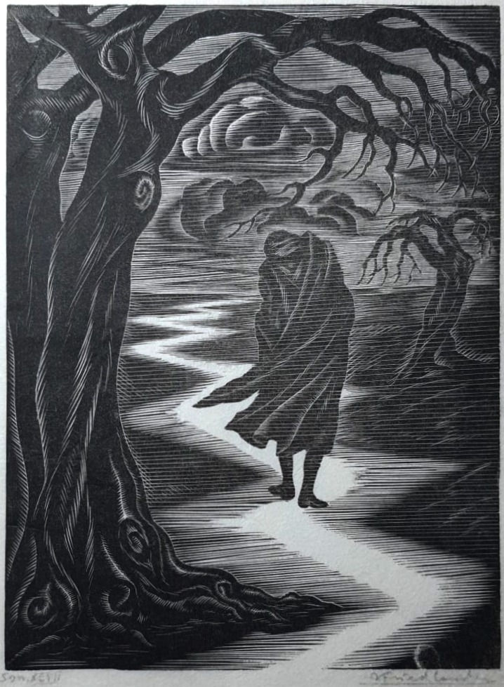 Friedlander Sonnet XCVII Woodcut Print 1930s Impression | Gallery Aviv